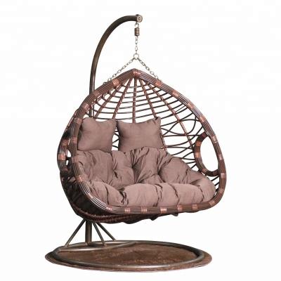 China Super comfortable double seater 2 person swing chair rattan hanging chair good quality D155 for sale