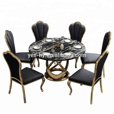 China Modern Furniture High Quality Round Stainless Steel Dining Table With Chairs D8 for sale