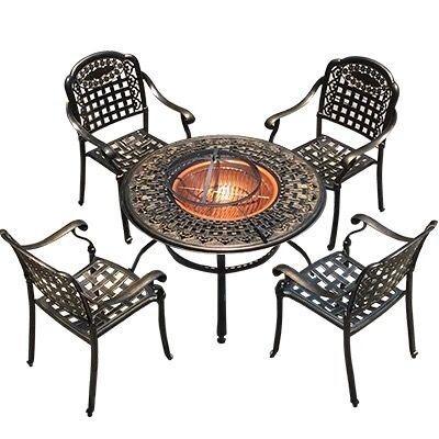 China Modern outdoor cast aluminum tables and chairs villa garden terrace leisure cast aluminum barbecue tables and chair L310 for sale