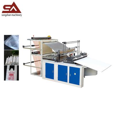 China China top brand cold cut high speed two line plastic bag making machine for flat bags / T-shirt for sale