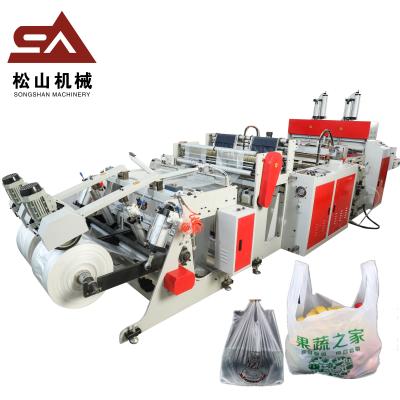 China Hotels Professional High Speed ​​Two Line Hot Cutting Biodegradable Shopping Bag Making Machine for sale