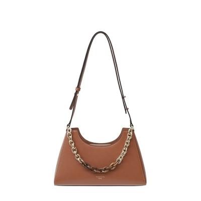 China 2021 new color outdoor high quality soft leather pure metal female shoulder bag chain handbag for sale