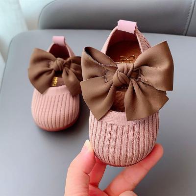 China Fashion Trend KSA006 Spring Autumn Baby Toddler First Walker Shoes Butterfly Kids Girls Knitted Baby Bow Shoes Infant Sports Shoes for sale