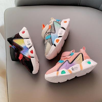 China KSA025 Fashion Trend Boys Sneakers Korean Style Soft Kids Breathable Kindergarten Running Pink Shoes For Kids for sale