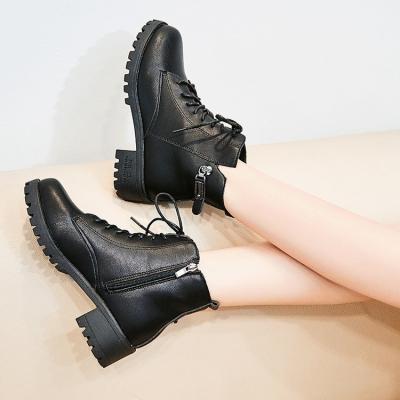 China HLS542 Nnew Fashion Trend Mid Heel Boots Military Thick Short Zipper Mid Leg Chunky Boots Dress Doll Boots Women Shoes for sale