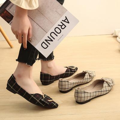 China XY042 Durable Elegant Fabric Lady Plaid Office Flat Formal Shoes for sale