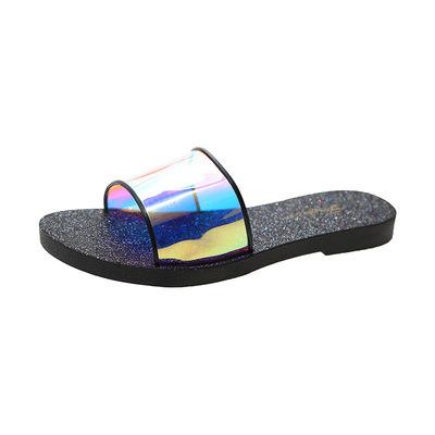 China Fashion Trend JSH016 Style Wholesale PVC Laser Sandals Women New Fails Summer Slipper Flat Shoes for sale