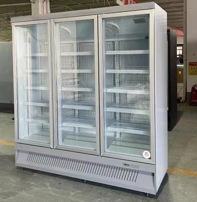 China OEM Supermarket Beverage Refrigerator with Multi-climate Cooling and White Glass Door for sale