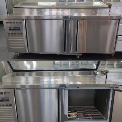 China 2 Doors Desktop Salad Bar Refrigerator with Double-temperature  2~8℃/-6~-15℃ for sale