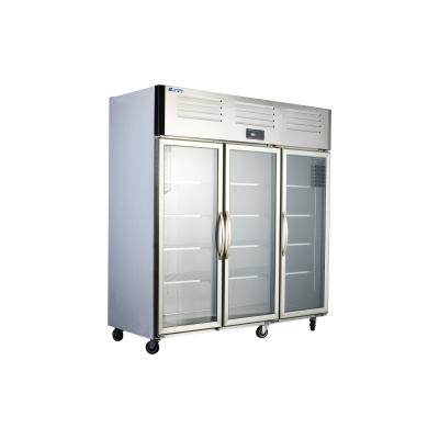 China 3-Door Stainless Steel Commercial Refrigerator for Fully Refrigerated Kitchen Storage for sale