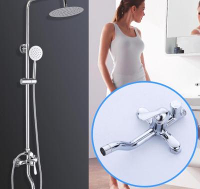 China Without Mount Modern High Quality Slide Bar Wall Mount Rainfall Brass Exposed Shower Mixer Tap Set With Slide Bar for sale