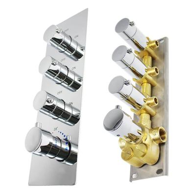 China Hot Modern Thermostatic Shower Diverter Valve Mixer Taps 3 Outlets Solid Brass With Chrome Trim for sale