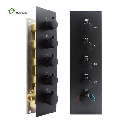 China 4 Function Thermostatic Valve Modern Brass Pressure Diverter Shower Balanced Faucets Mixer with Balance in Matte Black for sale