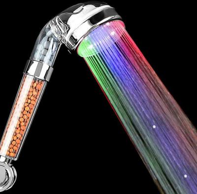 China Without Switch 7 Colors ABS Modern Design Water Pressure Chrome Strong Hand Shower Head With LED Light Color Changing For Bathroom for sale