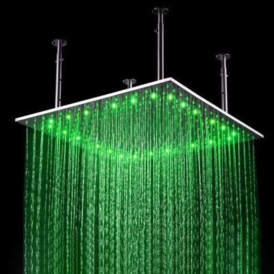 China 24 Inch Large Square 304 Stainless Steel Ceiling Mount Rain LED Rain Light Shower Heads for sale