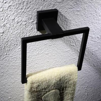 China Modern Black Towel Ring Towel Hanger Bathroom Accessories Modern Design Wall Mount Stainless Steel Finish For Bathroom for sale