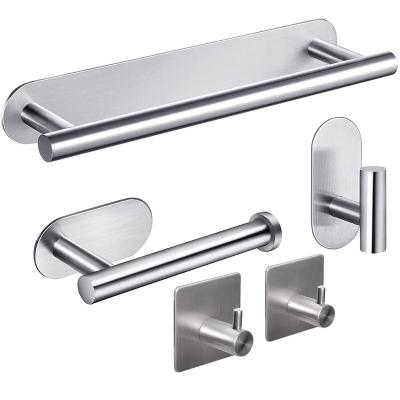 China Sustainable Household Brushed Nickel 5 Piece Set Adhesive Bathroom Accessories Hardware Set for sale