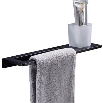 China Fashion Design Special Black Brass Bathroom Towel Rack With Toothbrush Holder for sale