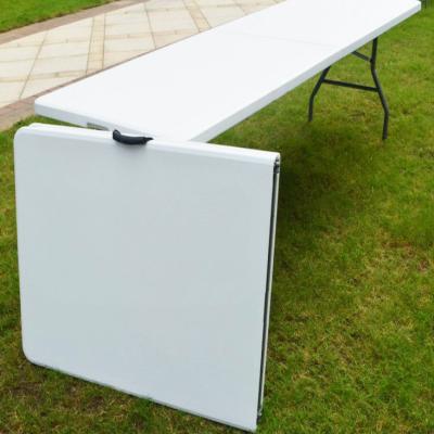 China 2.4M Long Outdoor Plastic Camping Tables Half Folding Tables White Color Folding Furniture for sale