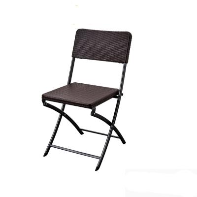 China Brown Rattan Finish Foldable Look Outdoor Garden Picnic Foldable Camping Chairs Plastic Folding Chair for sale