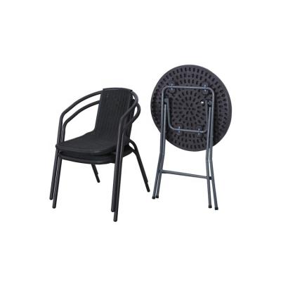 China High quality black quick fold garden chair delivery rattan plastic outdoor folding chair for sale