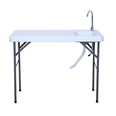 China Folding Garden Set Fish Cleaning Table With Faucet And Sink for sale