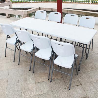 China Wholesale DINING TABLE 8FT Rectangular Blown 240cm HDPE Banquet Folding Table for sale