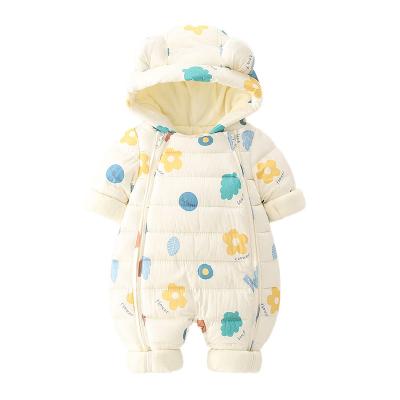 China Cozy Baby Clothes Newborn Baby Clothes Romper Boys Girls Winter Ear Fleece Warm Overalls Hooded Romper Outwear Newborn Outfits for sale