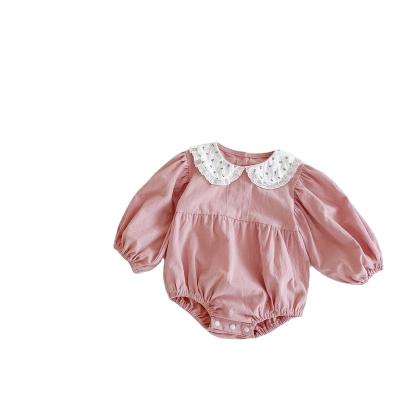 China Cozy Baby Clothes Doll Collar Baby Kids Autumn Romper Clothing Princess Girl Pale Pink Romper for sale