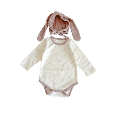 China Cozy baby clothes wholesale long sleeve jumpsuits autumn ribbed cotton printed bubble baby clothes rompers baby clothes for sale