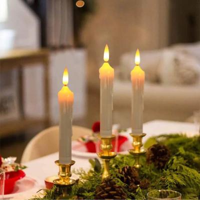 China New Battery Operated 3D Flame Head Candle Light Christmas Restaurant Wedding Office Decoration LED Taper Candle Light for sale