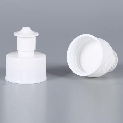 China Non Spill Wholesale High Quality Plastic Liquid Detergent Water Bottle Cap Press Lock Push-Pull Cap for sale