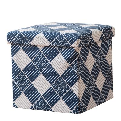 China Foldable Wholesale Cheap Ottoman Fabric Polyester Storage Foldable Ottoman Chair Ottoman for sale