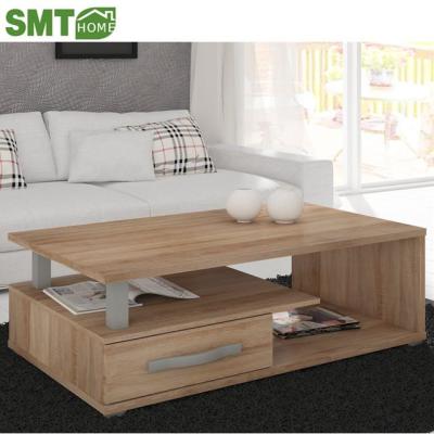 China Outdoor Modern Wood Design Melamine Wood Coffee Table MDF Living Room Furniture White And Brown Customized PANEL, 1pcs/ctn PANEL for sale