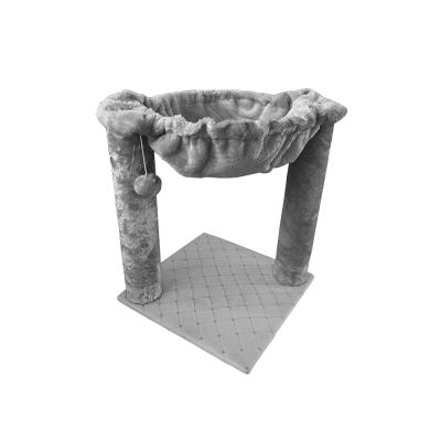 China Sustainable Pet Cat Furniture Cat Treehouse Cat Scratching Post With Hammock For Cats for sale