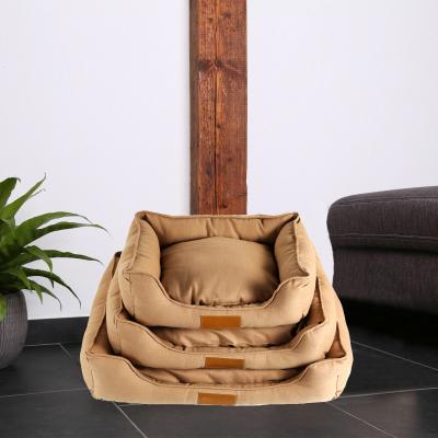 China Sustainable Luxury Pet House Large Cat Bed Sofa With Soft Pillow Pet Rectangular PED for sale