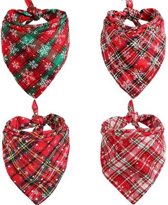 China Viable Dog Bandana Christmas Pet Triangle Scarf Plaid Snowflake Accessories Bibs For Dog Cat for sale