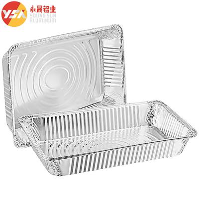 China Caja de embalaje rectangular desechable de papel de aluminio para pizzarías y mesa de vapor con tapa en venta