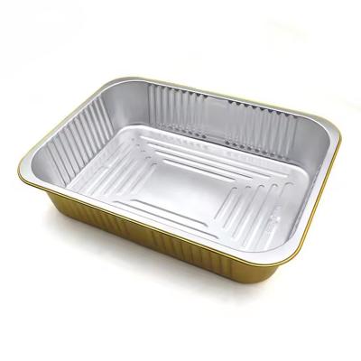 中国 Gold Smooth Wall Heat Seal Lid Takeaway Foil Food Containers With Plastic Cover 販売のため