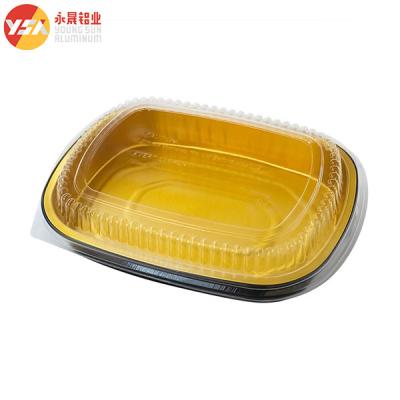 China 16oz Smoothwall Black And Gold Mini Oblong Foil Take-Out Pan​ With Dome Lid for sale