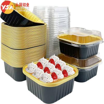 China Square Black Smooth Foil Baking Pans​ Mini Disposable Cupcake Take-out Pan for sale