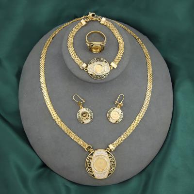 China New Arrivals Gold Coin Jewelry Set Women's CLASSIC Dubai Arabic Jewelry Earrings Set Gold Plated Necklace for sale