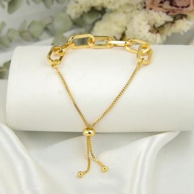 China CLASSIC Simple Brass Chain Bracelet Women's 18k Gold Chain Bracelet Adjustable Bracelet 2022 Style for sale