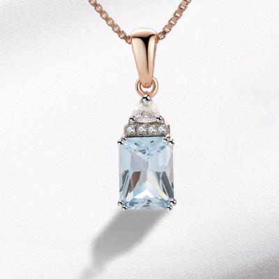 China 2022 Sales Jewelry 10K Solid Gold Hot Custom Gemstone Diamond Pendant Necklace Gold Chain for valentines for sale