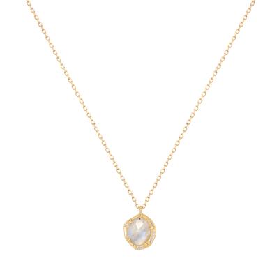 China Wholesale CLASSIC Yellow Gold Opal Pendant Necklace Women Gift Oval With Real Diamond 14K Soild Real Gold for sale