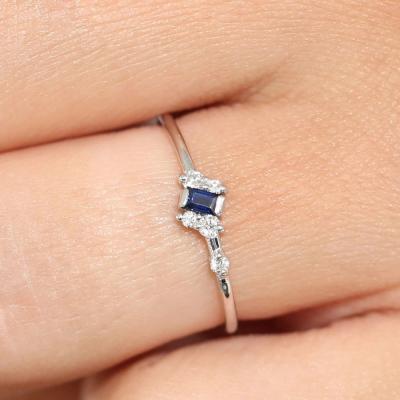 China Hot Selling CLASSIC Natural Gold Sapphire Ring For Women Jewelry Gold Ring14K Natural Gold Slanted Baguette for sale