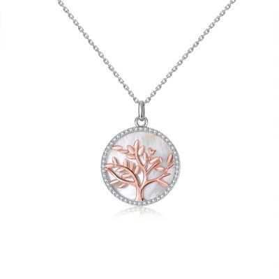 China CLASSIC Tree of Life Women Necklace, 18k Gold Plated S925 Sterling Silver Cubic Zirconia Necklace Pendant Necklace with Natural Shell for sale