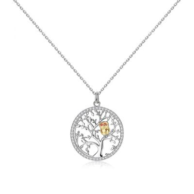 China CLASSIC Tree of Life Owl Women Necklace, 18k Gold Plated S925 Sterling Silver Cubic Zirconia Necklace Pendant Necklace for sale