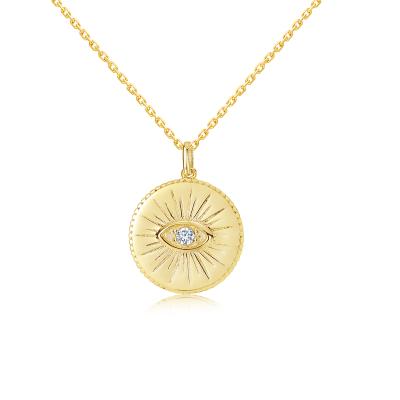 China CLASSIC Demon Eye Women Necklace 18k Gold Plated S925 Sterling Silver Cubic Zirconia Pendant Necklace CZ Coin Necklaces Wholesale Prices for sale