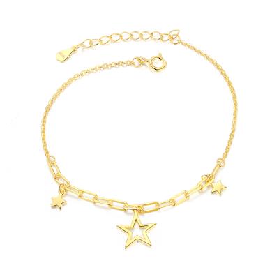 China Romantic Design Women Asymmetric Chain Adjustable Bracelet Sterling Silver Star Bracelet Special For Girls Wholesale Prices for sale